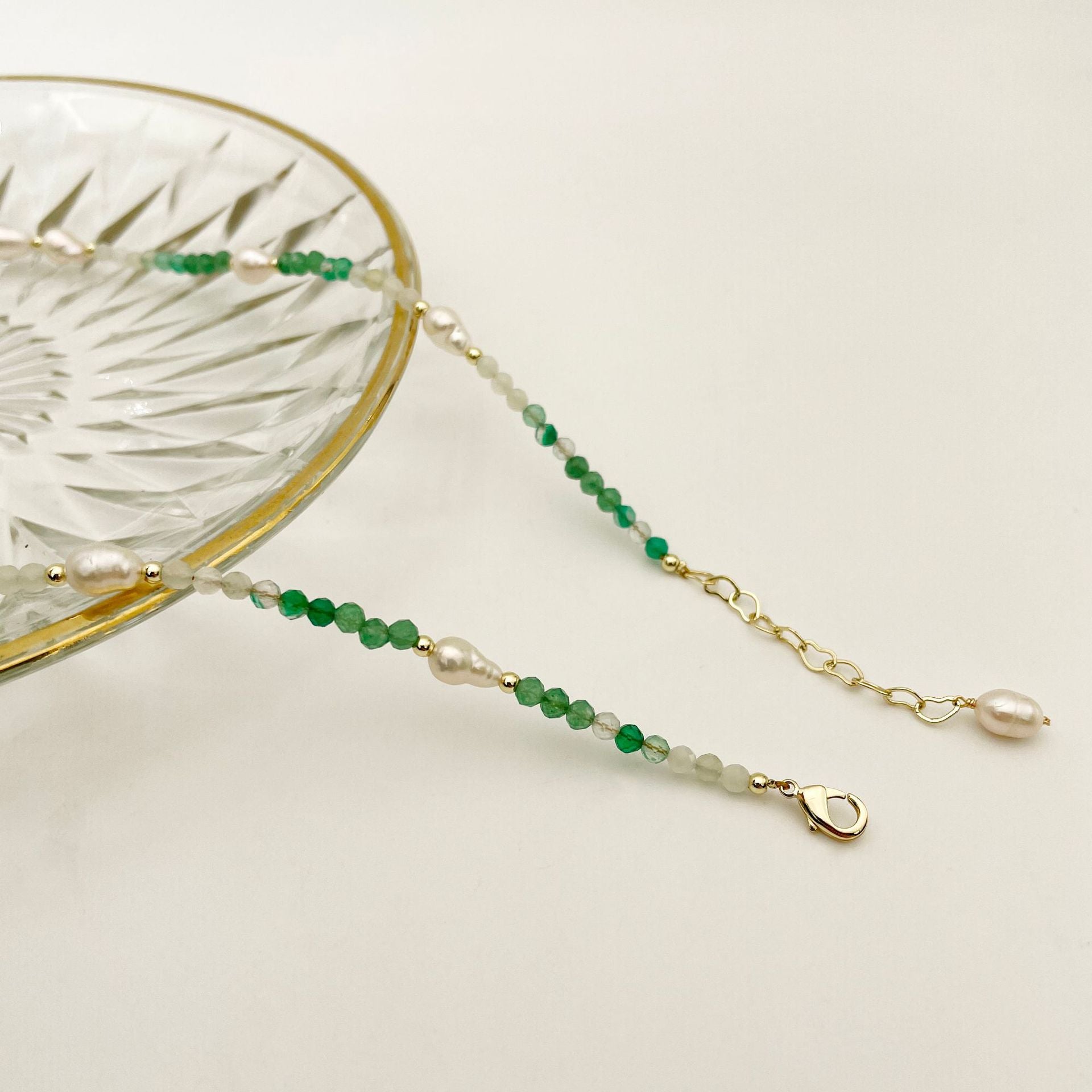 Wholesale Green Crystal Bead Clavicle Necklaces